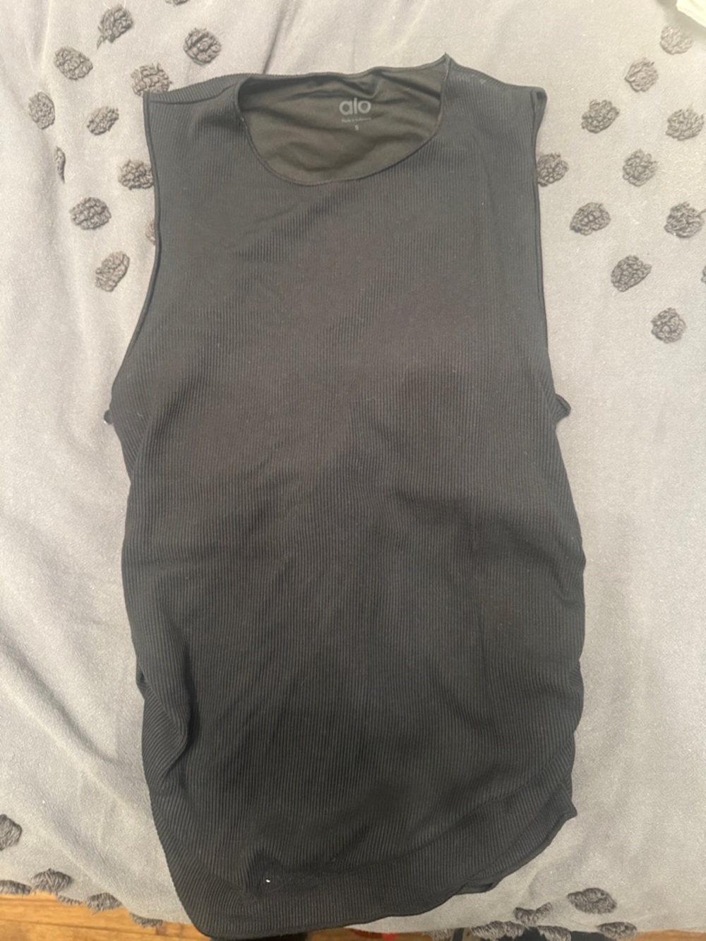 ALO Yoga Black Ribbed En Pointe Tank